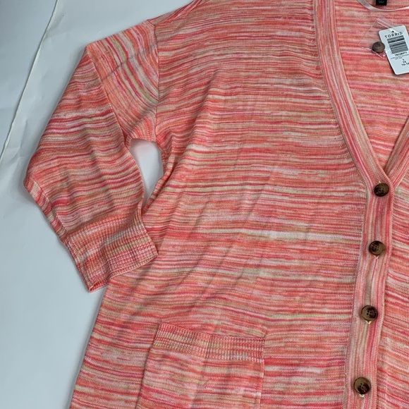 Torrid pink coral spacedye boyfriend cardigan Size 1X Heather button up New NWT - Picture 7 of 15